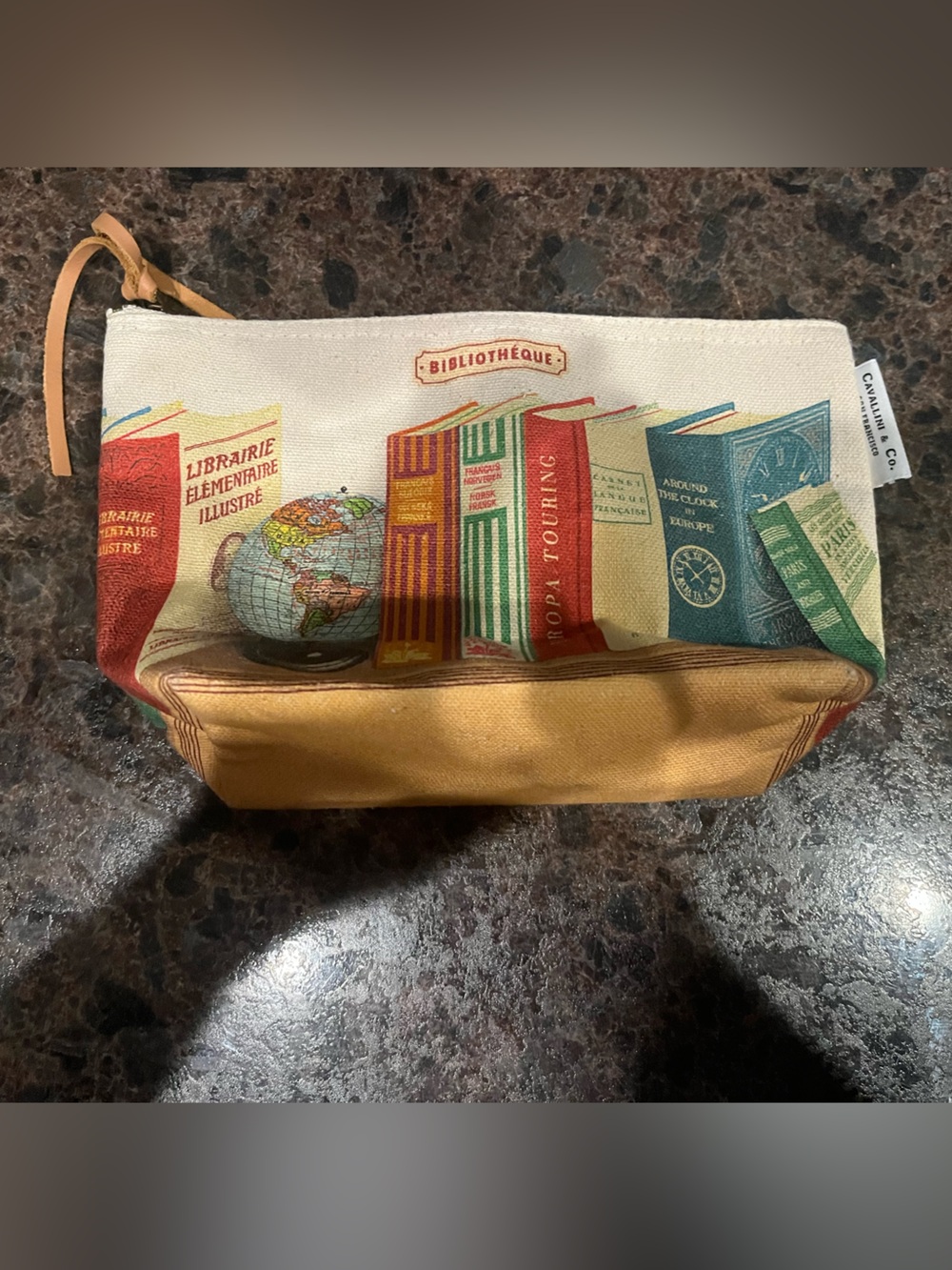 Canvas Bookprint Travel Pouch in Beige~ EXCELLENT CONDITION
